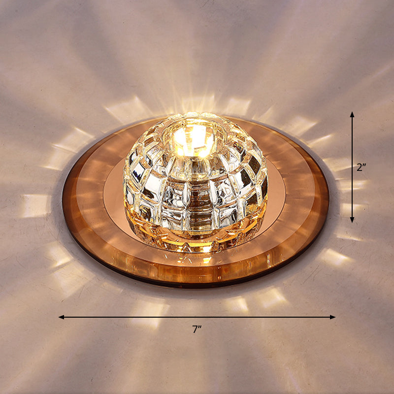 Crystal Round Flush Mount Lighting Minimalist LED Flush Mount Fixture for Corridor Tan Warm Clearhalo 'Ceiling Lights' 'Close To Ceiling Lights' 'Close to ceiling' 'Flush mount' Lighting' 2247556