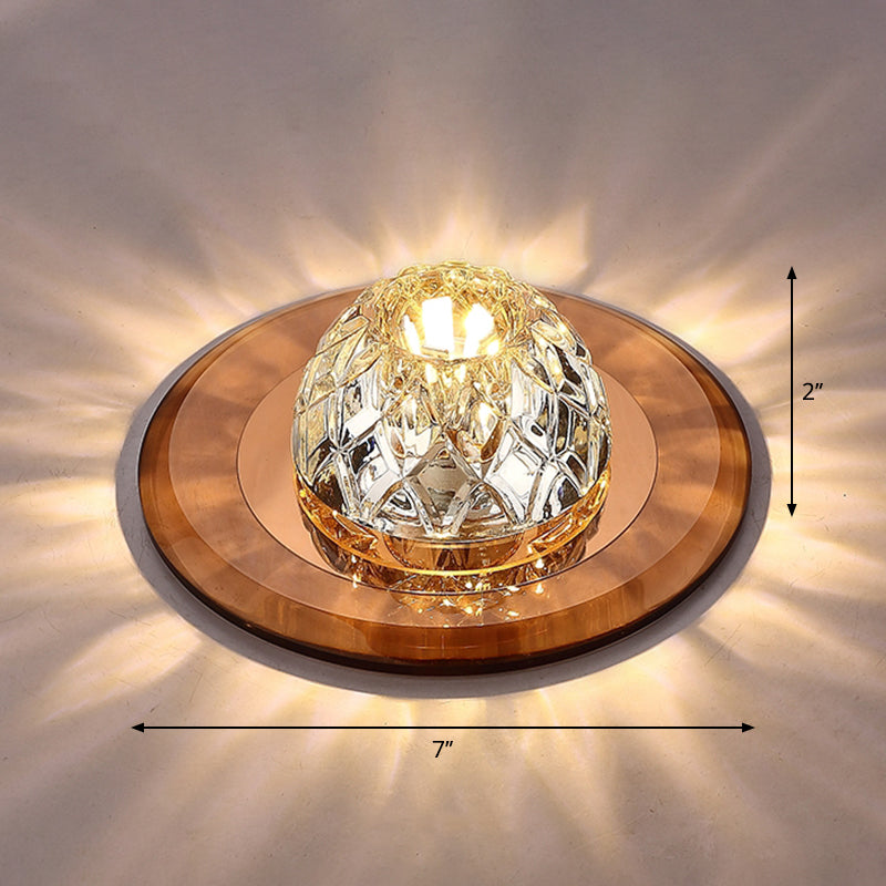 Contemporary Bowl Shade LED Flush Mount Crystal Entryway Flushmount Ceiling Lighting Tan Warm Clearhalo 'Ceiling Lights' 'Close To Ceiling Lights' 'Close to ceiling' 'Flush mount' Lighting' 2247565