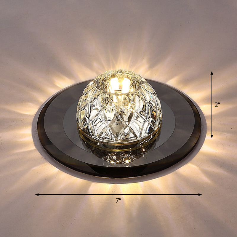 Contemporary Bowl Shade LED Flush Mount Crystal Entryway Flushmount Ceiling Lighting Black Warm Clearhalo 'Ceiling Lights' 'Close To Ceiling Lights' 'Close to ceiling' 'Flush mount' Lighting' 2247567