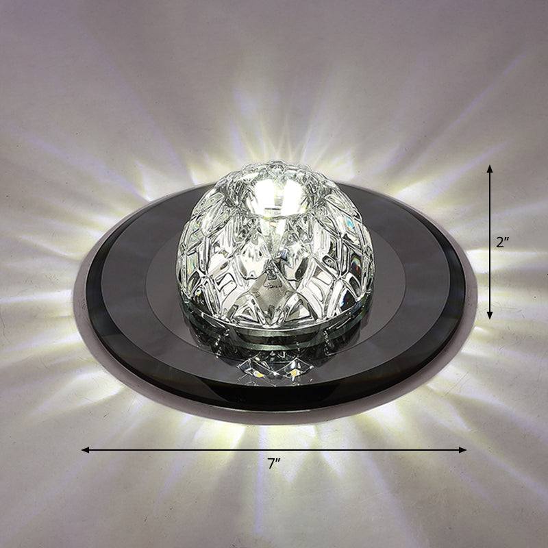 Contemporary Bowl Shade LED Flush Mount Crystal Entryway Flushmount Ceiling Lighting Black White Clearhalo 'Ceiling Lights' 'Close To Ceiling Lights' 'Close to ceiling' 'Flush mount' Lighting' 2247569