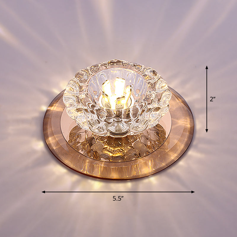 Flower Corridor LED Flush Mount Light Crystal Simplicity Flush Mount Ceiling Light Tan Warm Clearhalo 'Ceiling Lights' 'Close To Ceiling Lights' 'Close to ceiling' 'Flush mount' Lighting' 2247588