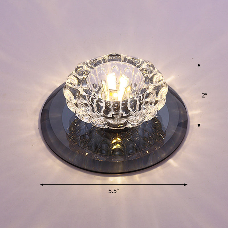 Flower Corridor LED Flush Mount Light Crystal Simplicity Flush Mount Ceiling Light Black Warm Clearhalo 'Ceiling Lights' 'Close To Ceiling Lights' 'Close to ceiling' 'Flush mount' Lighting' 2247592