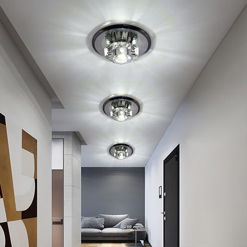 Beveled Crystal Mini Flush Light Modern Style LED Flush Ceiling Light Fixture for Hallway Clearhalo 'Ceiling Lights' 'Close To Ceiling Lights' 'Close to ceiling' 'Flush mount' Lighting' 2247598