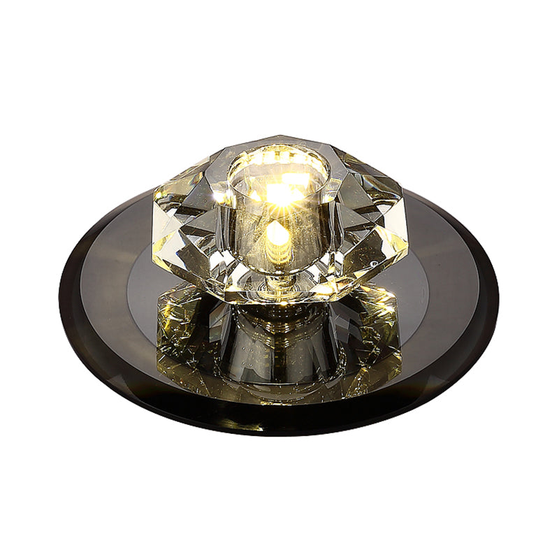 Beveled Crystal Mini Flush Light Modern Style LED Flush Ceiling Light Fixture for Hallway Clearhalo 'Ceiling Lights' 'Close To Ceiling Lights' 'Close to ceiling' 'Flush mount' Lighting' 2247602