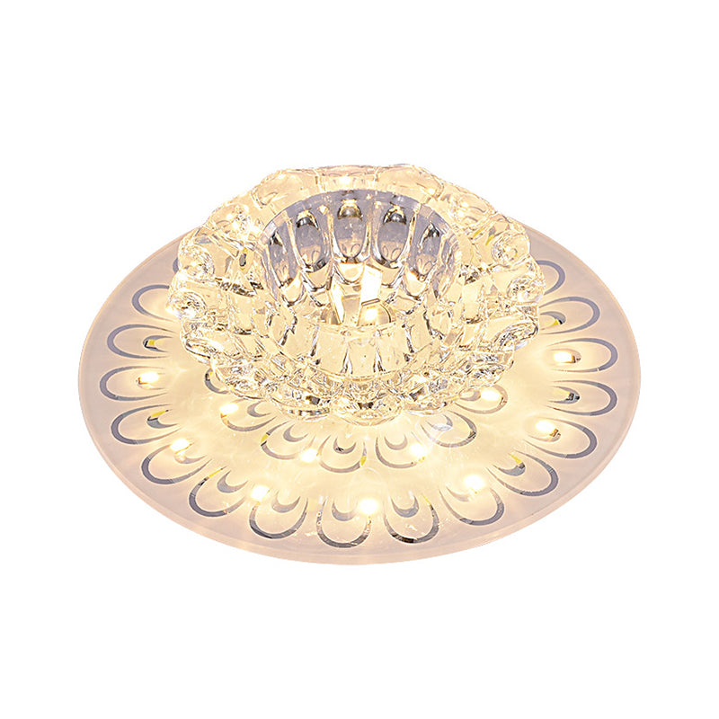 Floral Shade Crystal Flush Mount Lighting Minimalist Clear LED Flush Mount for Corridor Clearhalo 'Ceiling Lights' 'Close To Ceiling Lights' 'Close to ceiling' 'Flush mount' Lighting' 2247612