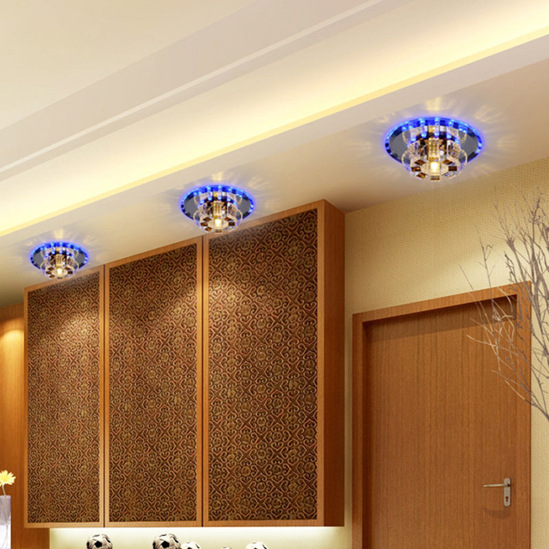 Flower-Like LED Flush Mount Modern Crystal Clear Flushmount Ceiling Light for Hallway Clear Blue Clearhalo 'Ceiling Lights' 'Close To Ceiling Lights' 'Close to ceiling' 'Flush mount' Lighting' 2247616