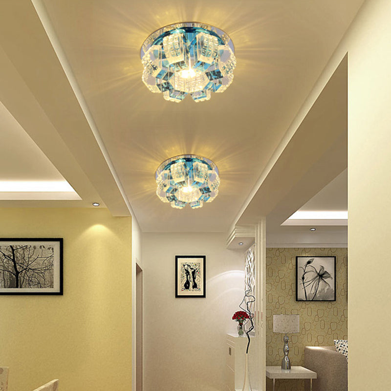 Simple Style Blossom LED Flush Mount Light Crystal Corridor Flush Mount Ceiling Light in Clear Clearhalo 'Ceiling Lights' 'Close To Ceiling Lights' 'Close to ceiling' 'Flush mount' Lighting' 2247628