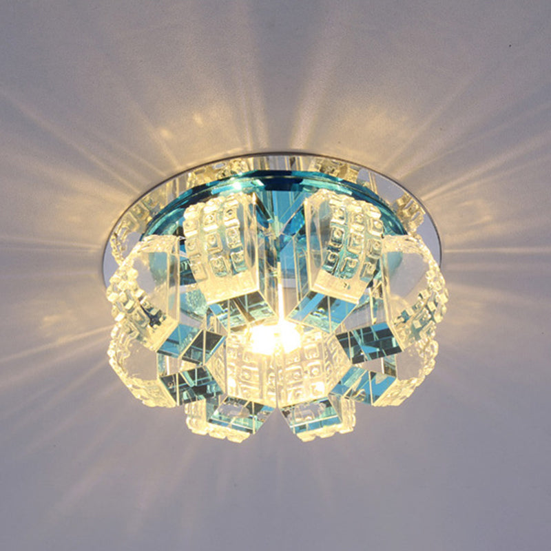 Simple Style Blossom LED Flush Mount Light Crystal Corridor Flush Mount Ceiling Light in Clear Clearhalo 'Ceiling Lights' 'Close To Ceiling Lights' 'Close to ceiling' 'Flush mount' Lighting' 2247632