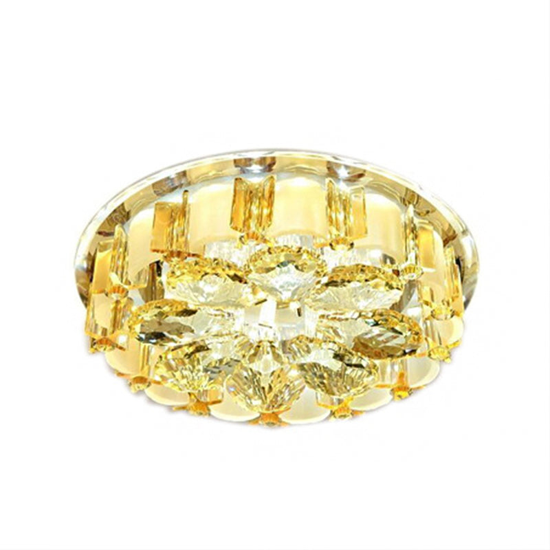 Flower Flush Light Modern Style Crystal Entryway LED Flush Ceiling Light Fixture in Amber Clearhalo 'Ceiling Lights' 'Close To Ceiling Lights' 'Close to ceiling' 'Flush mount' Lighting' 2247638