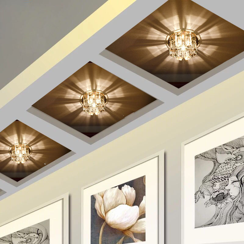 Blossom Shade Corridor Flush Mount Lighting Crystal Minimalist LED Flush Mount Fixture Clearhalo 'Ceiling Lights' 'Close To Ceiling Lights' 'Close to ceiling' 'Flush mount' Lighting' 2247641