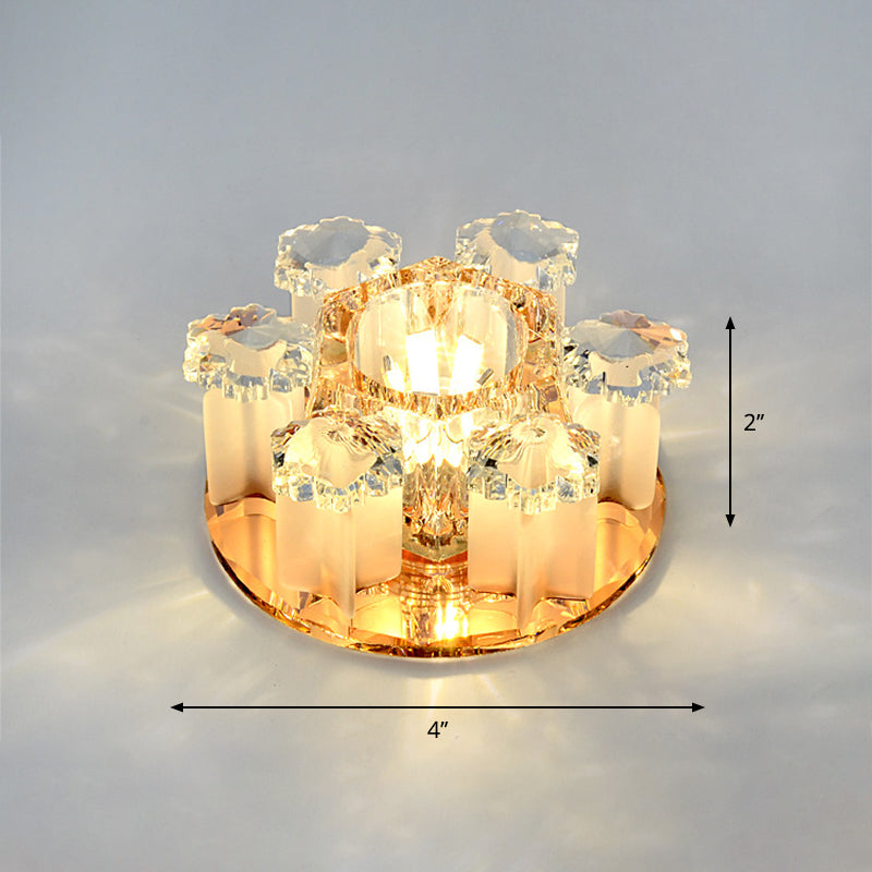 Crystal Flower Shade LED Flush Mount Modern Style Flushmount Ceiling Light for Hallway Clearhalo 'Ceiling Lights' 'Close To Ceiling Lights' 'Close to ceiling' 'Flush mount' Lighting' 2247650