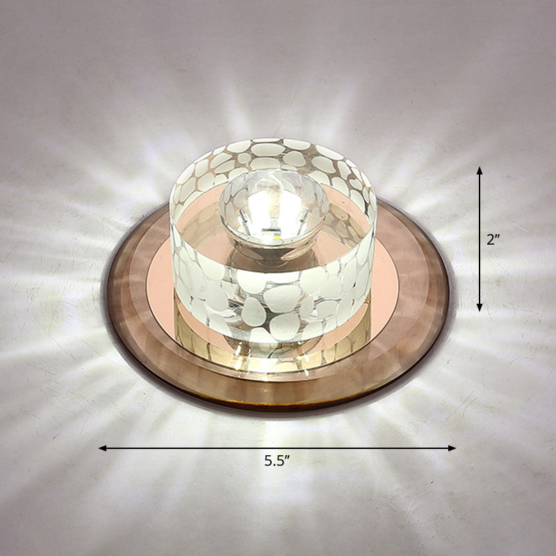 Circular LED Flush Mount Light Simplicity Crystal Corridor Flush Mount Ceiling Light Tan White Clearhalo 'Ceiling Lights' 'Close To Ceiling Lights' 'Close to ceiling' 'Flush mount' Lighting' 2247661