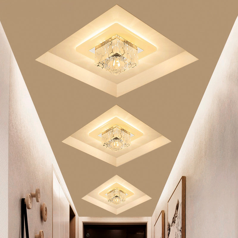 Simplicity Square LED Flush Mount Light Crystal Corridor Flush Mount Ceiling Light in Clear Clearhalo 'Ceiling Lights' 'Close To Ceiling Lights' 'Close to ceiling' 'Flush mount' Lighting' 2247697