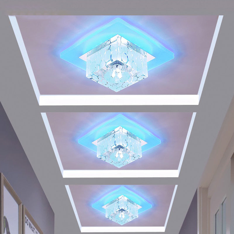 Simplicity Square LED Flush Mount Light Crystal Corridor Flush Mount Ceiling Light in Clear Clearhalo 'Ceiling Lights' 'Close To Ceiling Lights' 'Close to ceiling' 'Flush mount' Lighting' 2247699