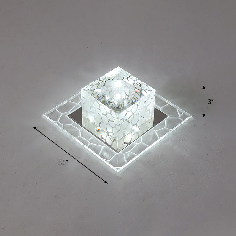 Crystal Square Flush Mount Lighting Minimalist Clear LED Flush Mount Fixture for Passage Clear 5.5