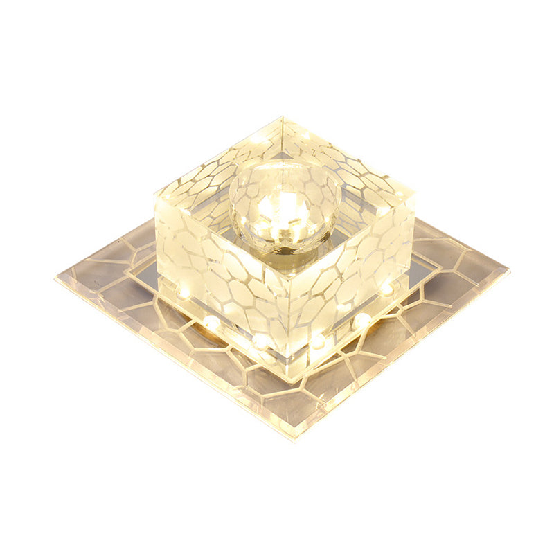 Crystal Square Flush Mount Lighting Minimalist Clear LED Flush Mount Fixture for Passage Clearhalo 'Ceiling Lights' 'Close To Ceiling Lights' 'Close to ceiling' 'Flush mount' Lighting' 2247724