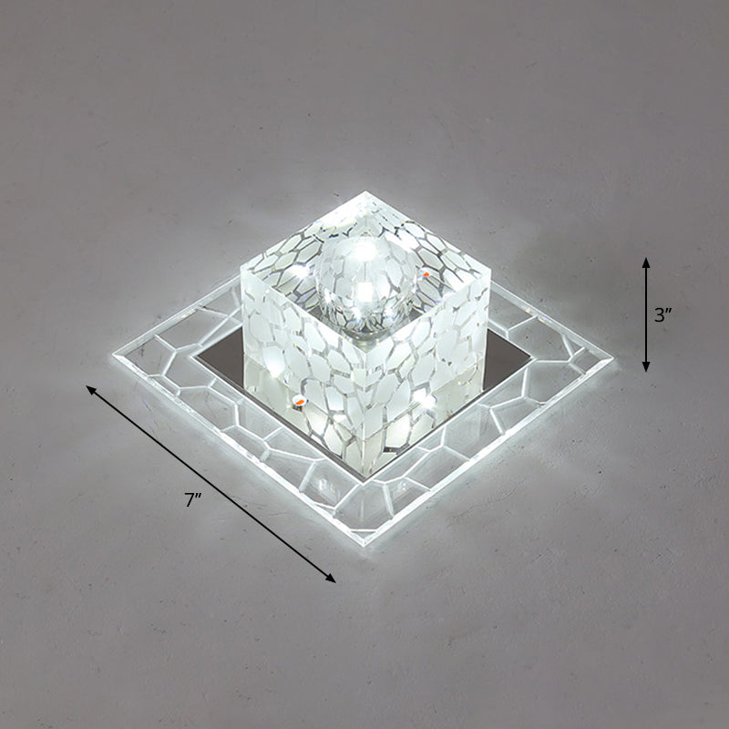 Crystal Square Flush Mount Lighting Minimalist Clear LED Flush Mount Fixture for Passage Clear 7