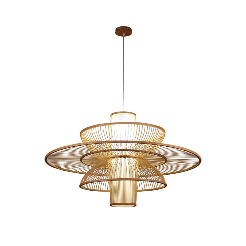 Lotus-Like Bamboo Suspension Lighting Minimalist 1��Head Wood Pendant Ceiling Light for Tea Room Clearhalo 'Ceiling Lights' 'Pendant Lights' 'Pendants' Lighting' 2247864