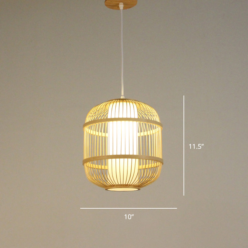 Minimalist Handcrafted Suspension Lighting Bamboo 1������Head Tea Room Pendant Ceiling Light in Wood Clearhalo 'Ceiling Lights' 'Pendant Lights' 'Pendants' Lighting' 2247982