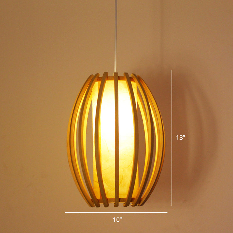 Minimalist Handcrafted Suspension Lighting Bamboo 1������Head Tea Room Pendant Ceiling Light in Wood Clearhalo 'Ceiling Lights' 'Pendant Lights' 'Pendants' Lighting' 2247986