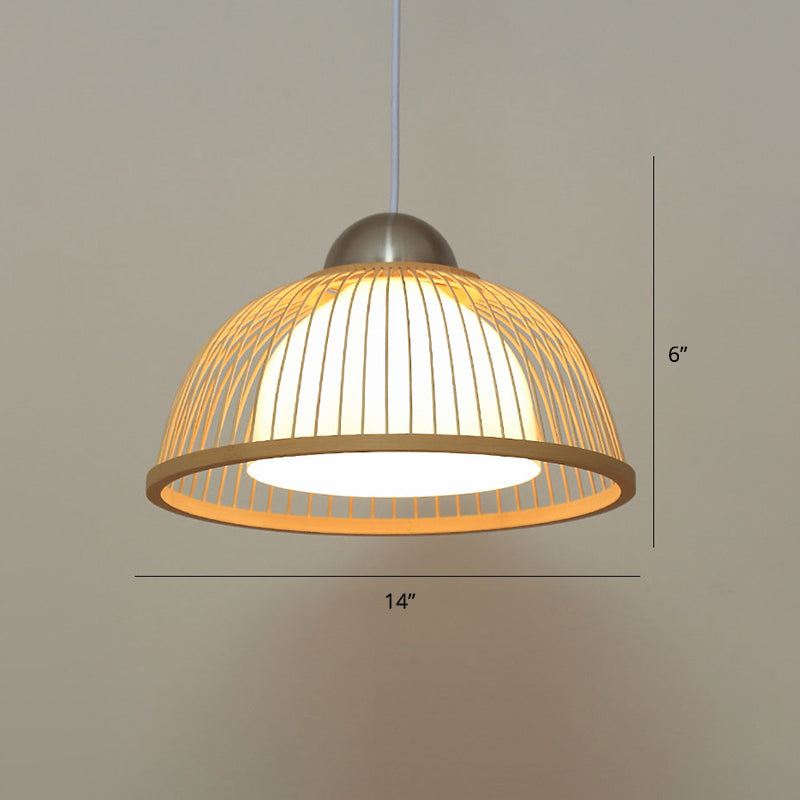 Handwoven Ceiling Light Modern Bamboo Single Restaurant Hanging Pendant Light in Wood Clearhalo 'Ceiling Lights' 'Pendant Lights' 'Pendants' Lighting' 2248015