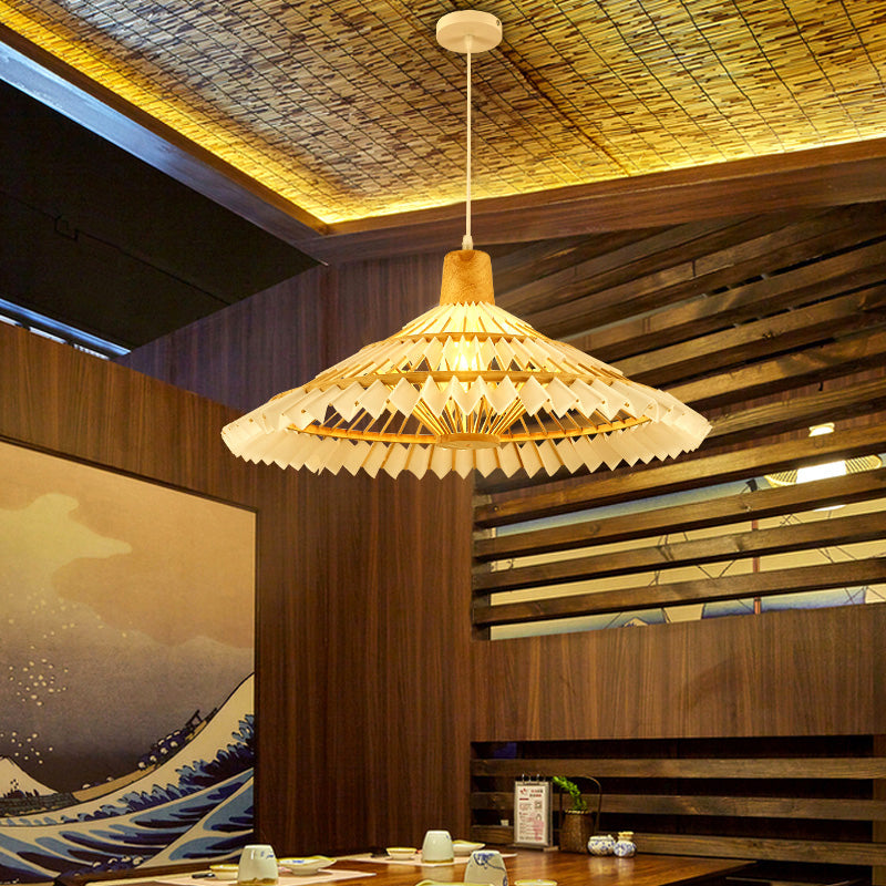 Umbrella Shade Tea Room Suspension Lighting Bamboo 1��Head Minimalist Pendant Ceiling Light in White Clearhalo 'Ceiling Lights' 'Pendant Lights' 'Pendants' Lighting' 2248099