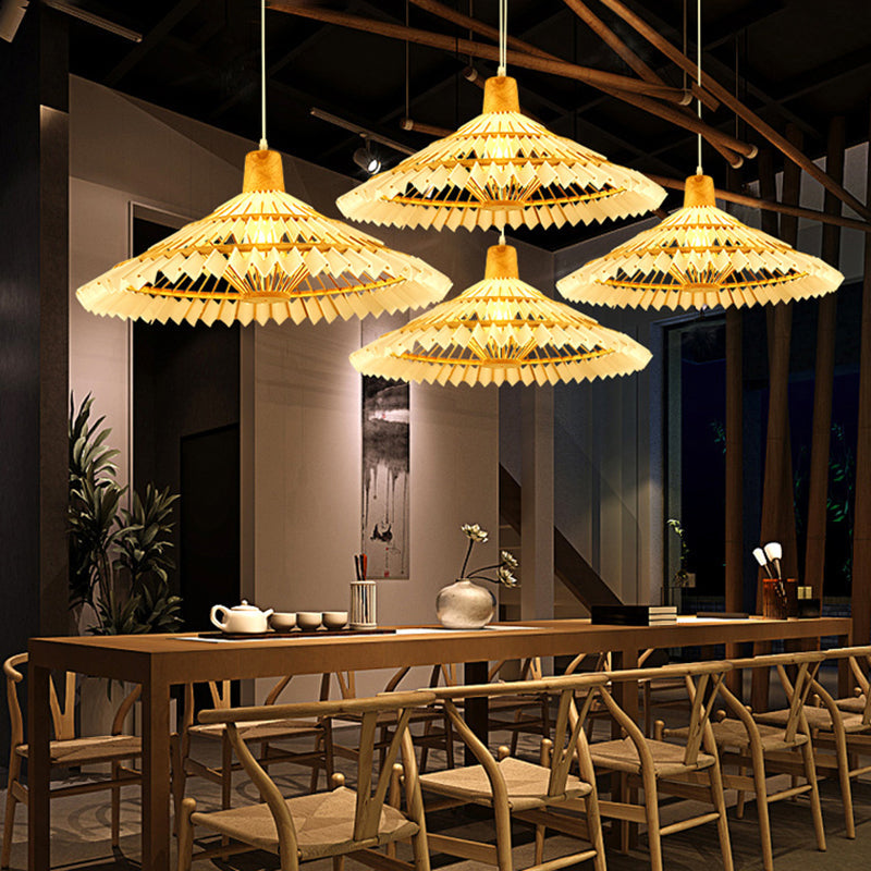 Umbrella Shade Tea Room Suspension Lighting Bamboo 1��Head Minimalist Pendant Ceiling Light in White Clearhalo 'Ceiling Lights' 'Pendant Lights' 'Pendants' Lighting' 2248100