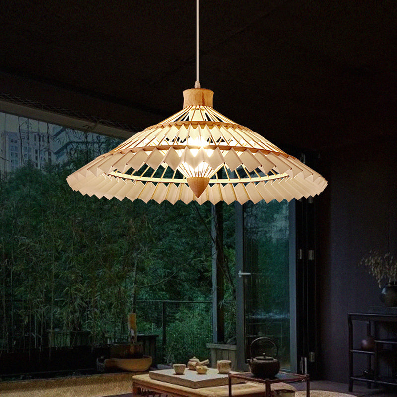 South-east Asia Umbrella Pendant Light Bamboo Single-Bulb Restaurant Suspension Light Fixture Clearhalo 'Ceiling Lights' 'Pendant Lights' 'Pendants' Lighting' 2248119