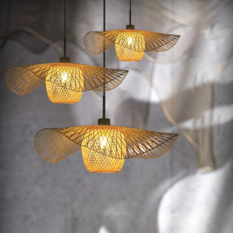 Bamboo Handwoven Suspension Lighting Minimalist 1��Head Wood Pendant Ceiling Light for Restaurant Clearhalo 'Ceiling Lights' 'Pendant Lights' 'Pendants' Lighting' 2248181