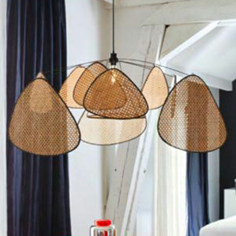 Chinese Handmade Suspension Lighting Rattan 1��Head Living Room Pendant Ceiling Light in Wood Clearhalo 'Ceiling Lights' 'Pendant Lights' 'Pendants' Lighting' 2248544