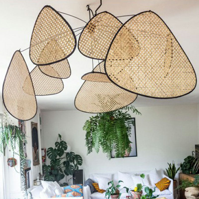 Chinese Handmade Suspension Lighting Rattan 1��Head Living Room Pendant Ceiling Light in Wood Clearhalo 'Ceiling Lights' 'Pendant Lights' 'Pendants' Lighting' 2248548