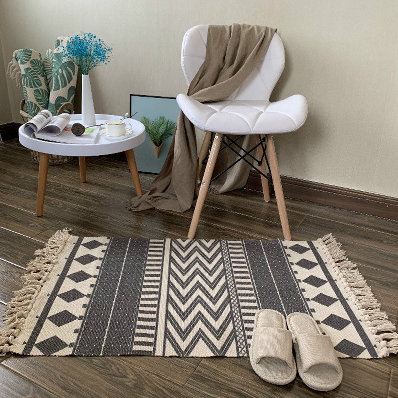 Southwestern Decoration Rug Multi Colored Geo Printed Area Carpet Cotton Blend Handmade Washable Rug with Fringe Smoke Gray Clearhalo 'Area Rug' 'Rugs' 'Southwestern' Rug' 2250072