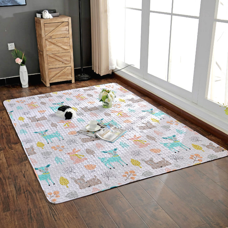 Cute Cartoon Print Rug Multi Colored Cotton Area Carpet Pet Friendly Machine Washable Rug for Kids Room Gray Blue Clearhalo 'Area Rug' 'Rug' 2250156