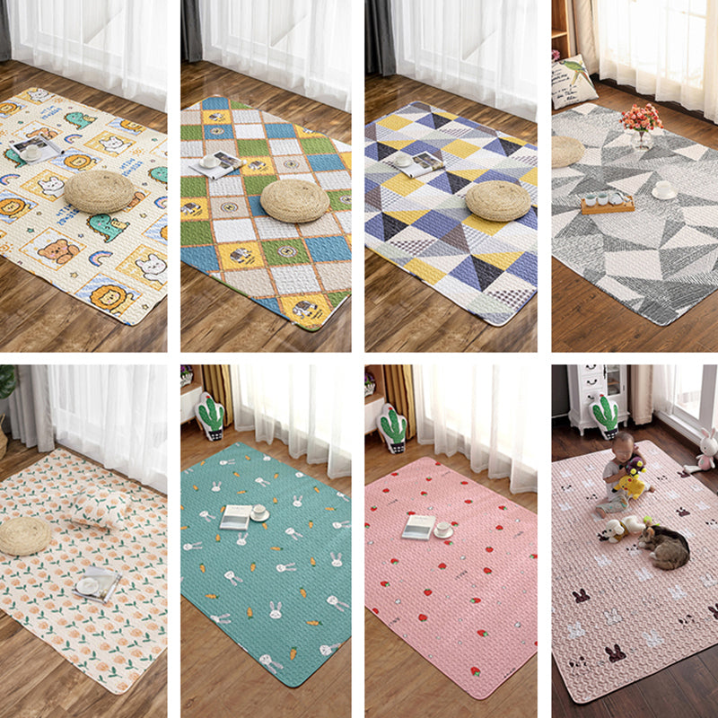 Cute Kids Bedroom Rug Multi Color Cartoon Pattern Rug Cotton Non-Slip Backing Pet Friendly Carpet Clearhalo 'Area Rug' 'Rug' 2250171