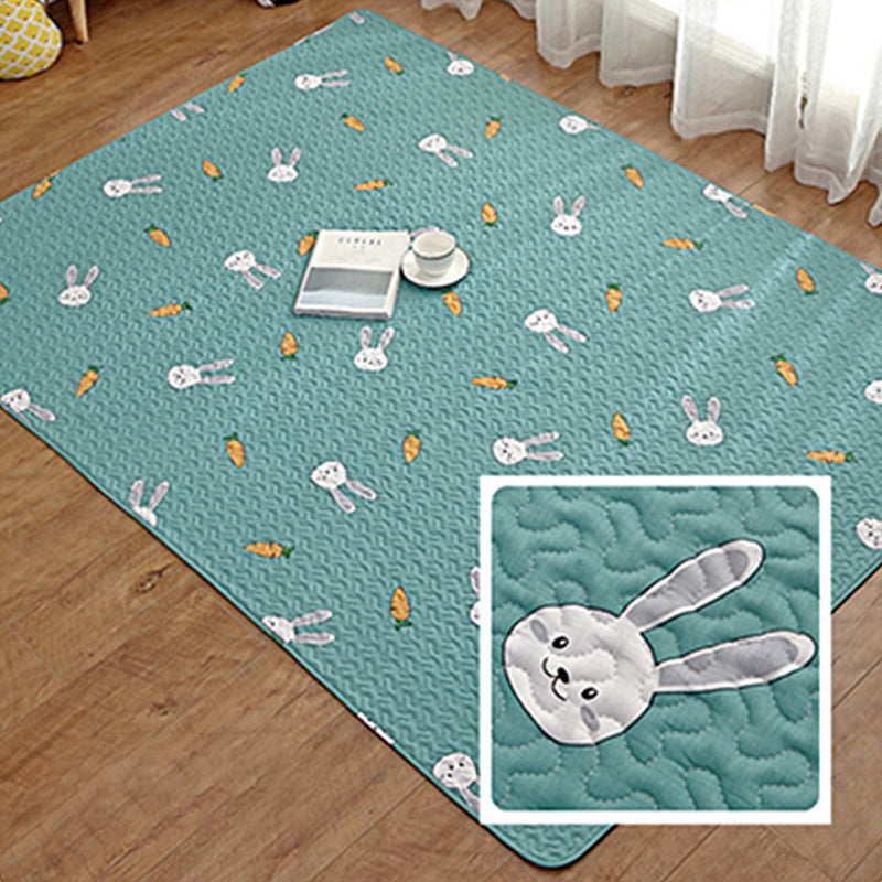 Cute Kids Bedroom Rug Multi Color Cartoon Pattern Rug Cotton Non-Slip Backing Pet Friendly Carpet Dark Green Clearhalo 'Area Rug' 'Rug' 2250177