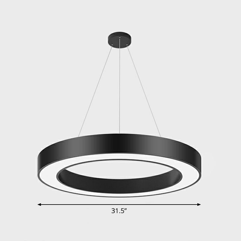 Modern Geometric LED Ceiling Lighting Acrylic Office Chandelier Light Fixture in Black Black 31.5