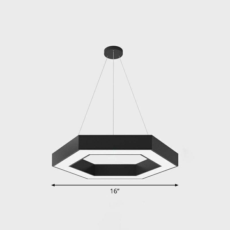 Modern Geometric LED Ceiling Lighting Acrylic Office Chandelier Light Fixture in Black Black 16