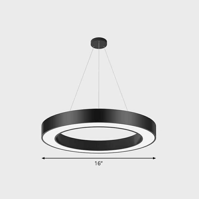 Modern Geometric LED Ceiling Lighting Acrylic Office Chandelier Light Fixture in Black Black 16