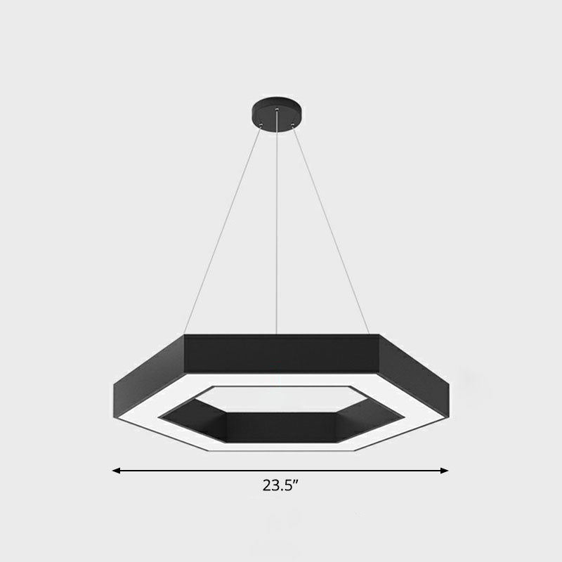 Modern Geometric LED Ceiling Lighting Acrylic Office Chandelier Light Fixture in Black Black 23.5