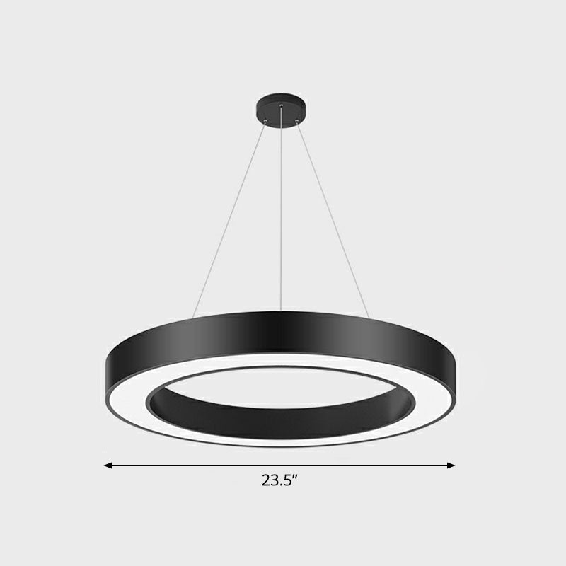 Modern Geometric LED Ceiling Lighting Acrylic Office Chandelier Light Fixture in Black Black 23.5