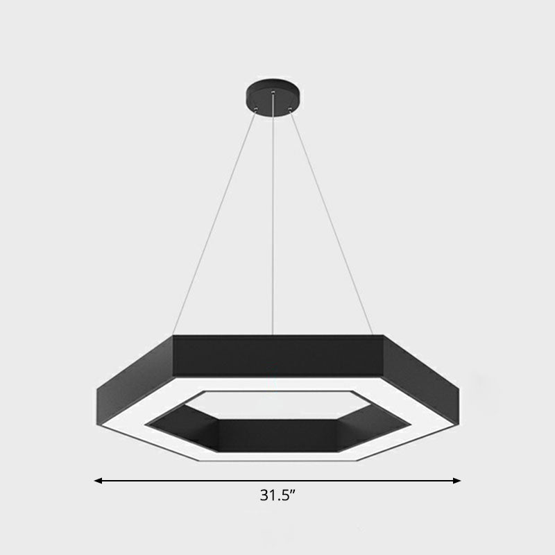 Modern Geometric LED Ceiling Lighting Acrylic Office Chandelier Light Fixture in Black Black 31.5