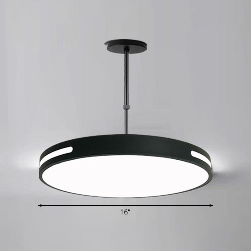 Circular Meeting Room Chandelier Light Acrylic Simplicity LED Pendant Light Fixture Black 16