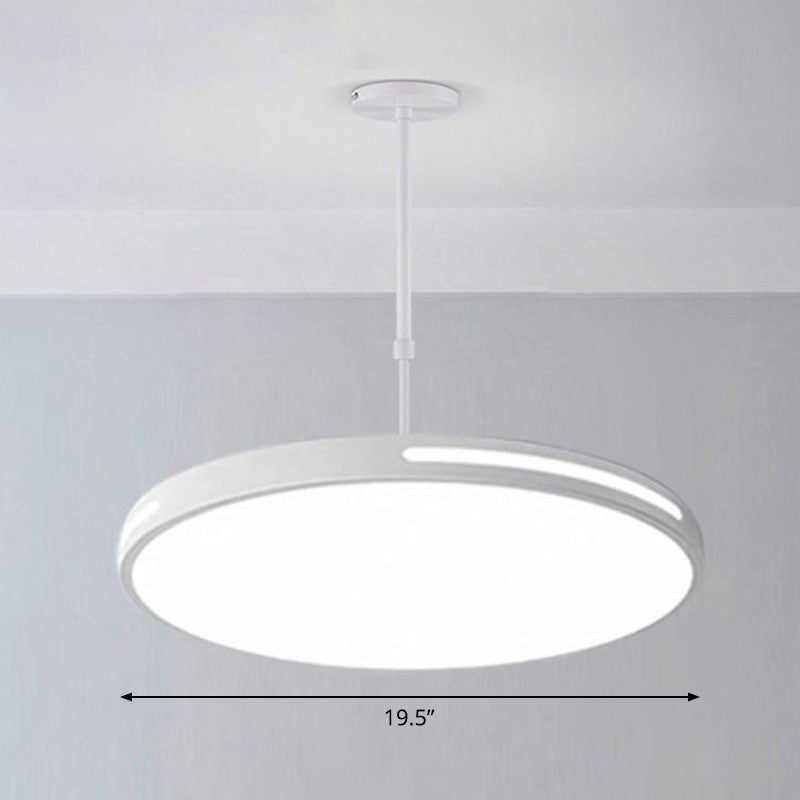 Circular Meeting Room Chandelier Light Acrylic Simplicity LED Pendant Light Fixture White 19.5