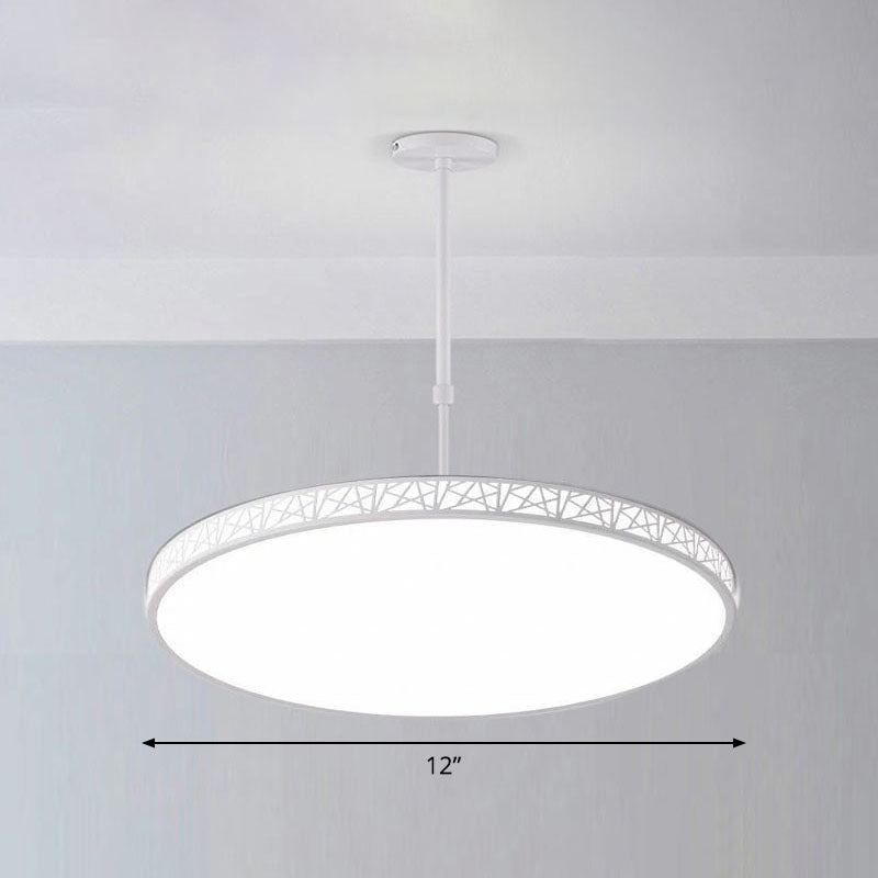 Metallic Hollow-Carved LED Suspension Light Modern Style Chandelier Lighting for Conference Room White 12