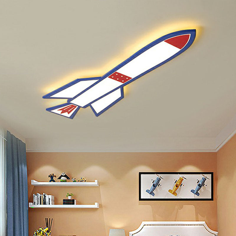 Rocket Child Room LED Flush Mount Light Acrylic Simplicity Ceiling Light Flush Mount in Blue Clearhalo 'Ceiling Lights' 'Close To Ceiling Lights' 'Close to ceiling' 'Flush mount' Lighting' 2252918