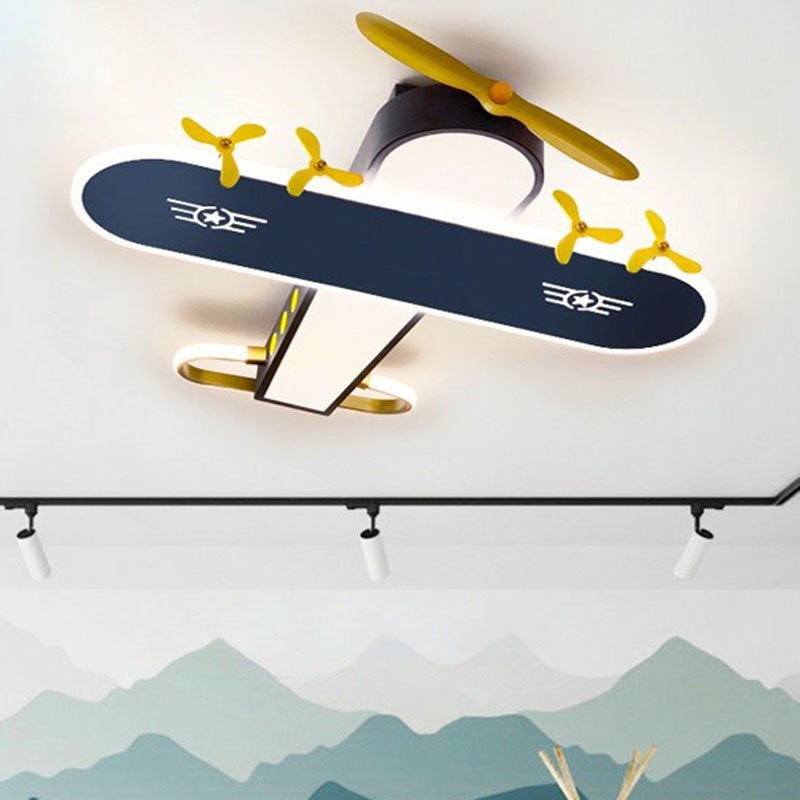 Aircraft Flush Light Minimalist Acrylic Kids Bedroom LED Flush Ceiling Light Fixture in Grey Clearhalo 'Ceiling Lights' 'Close To Ceiling Lights' 'Close to ceiling' 'Flush mount' Lighting' 2252943