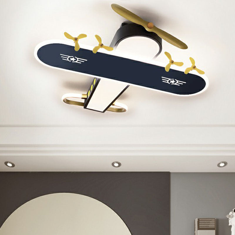 Aircraft Flush Light Minimalist Acrylic Kids Bedroom LED Flush Ceiling Light Fixture in Grey Clearhalo 'Ceiling Lights' 'Close To Ceiling Lights' 'Close to ceiling' 'Flush mount' Lighting' 2252944