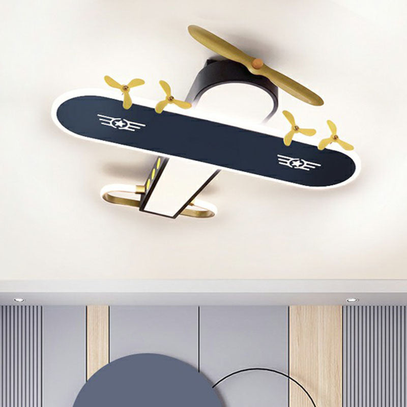 Aircraft Flush Light Minimalist Acrylic Kids Bedroom LED Flush Ceiling Light Fixture in Grey Clearhalo 'Ceiling Lights' 'Close To Ceiling Lights' 'Close to ceiling' 'Flush mount' Lighting' 2252945