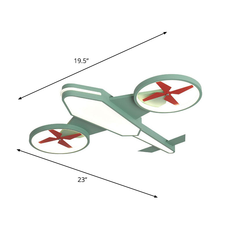 Acrylic Plane Flush Ceiling Light Cartoon LED Flush Mount Lighting Fixture in Warm Light Green 23