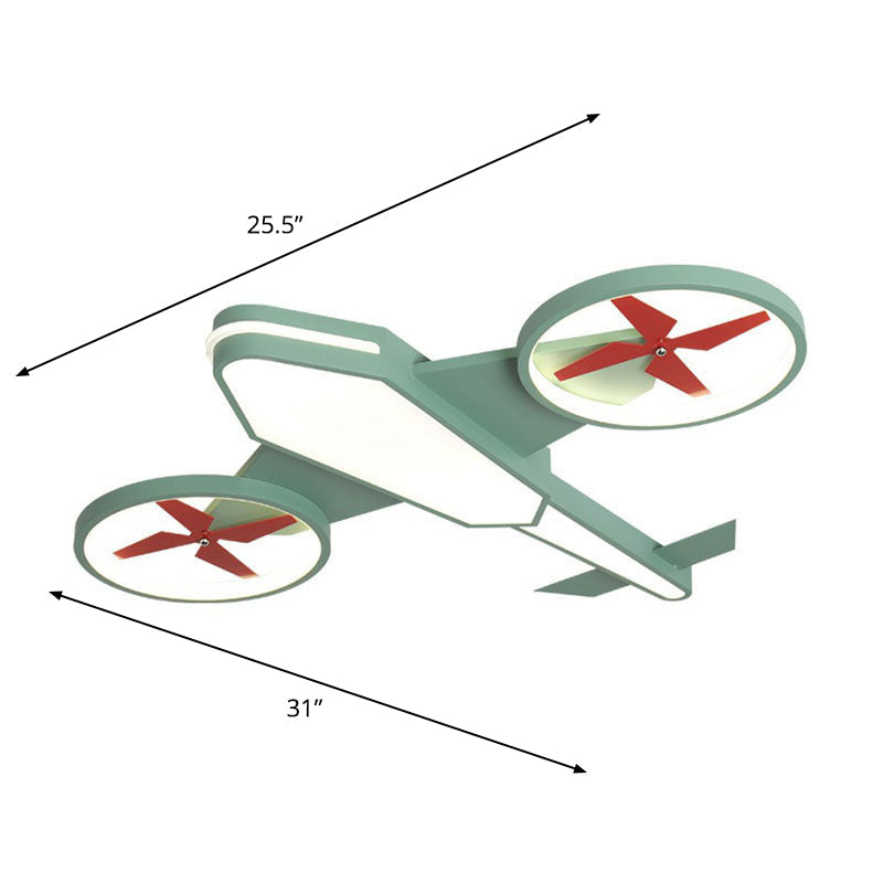 Acrylic Plane Flush Ceiling Light Cartoon LED Flush Mount Lighting Fixture in Warm Light Green 30.5